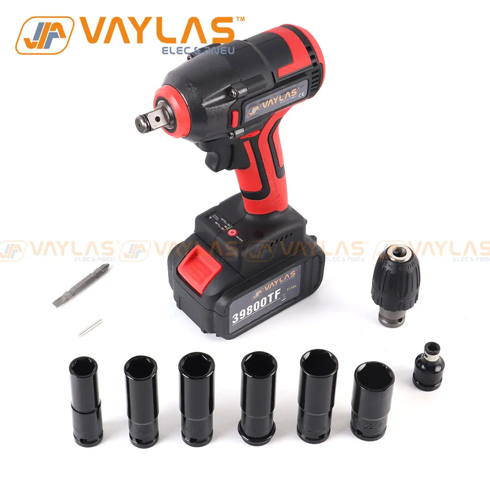 Brushless Impact Wrench Electric Wrench Power Tool Parts Accessories with Sockets Screwdriver Adapter 1Pc Battery for Car Repair