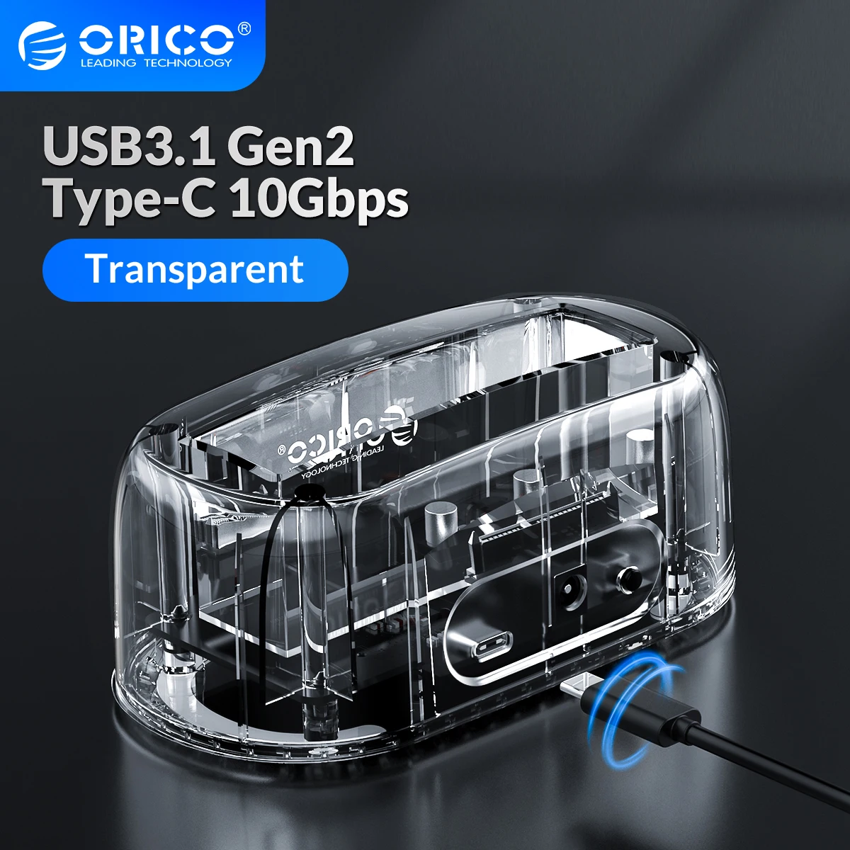 

ORICO HDD док-станция 2,5 3,5 USB3.1 Gen2 Тип-C 10 Гбит/с Корпус жесткого диска внешний жесткий диск чехол прозрачный жесткий диск чехол