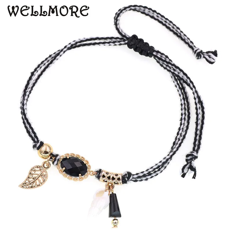 WELLMORE ручной работы богемный браслет на лодыжку цепочка-браслет в виде веревки