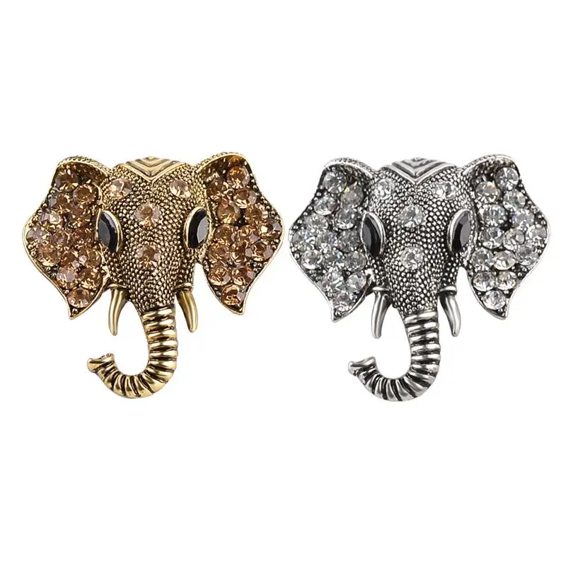 2 шт. Винтажная брошь в форме слона из сплава со стразами животное для свитера