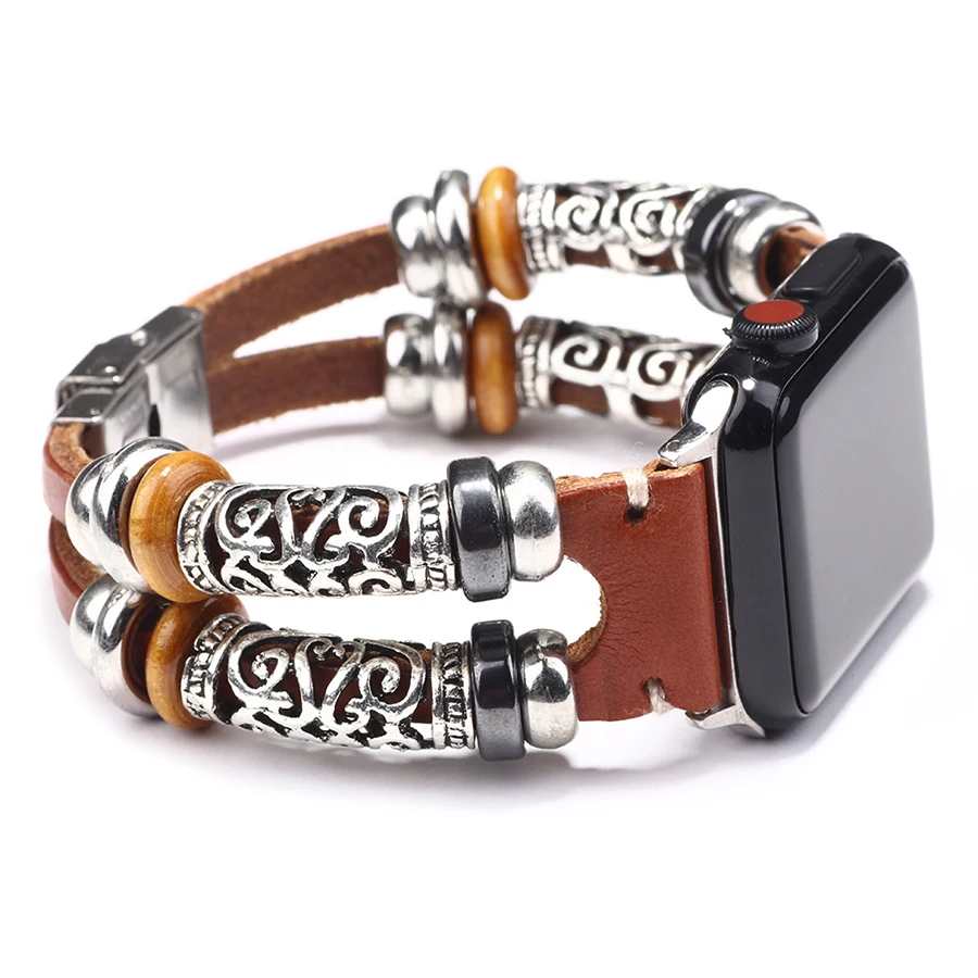 B Style Brown Ретро кожаный ремешок для Apple Watch 42 мм 38 мм 40 мм 44 мм ремешок для Apple Watch Series 5 4 3 2 1 Аксессуары - Цвет: B Style Brown