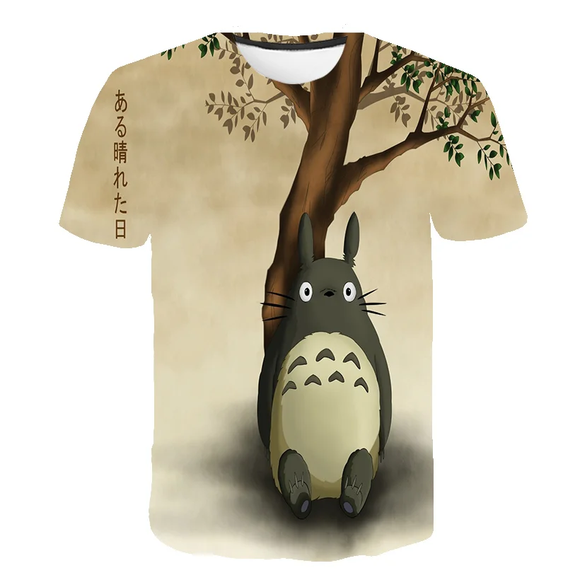 

2021Summer Anime My Neighbor Totoro 3D Boys and Girls T-shirt Print Short Sleeve T-shirt Cartoon Kids Large Size Casual