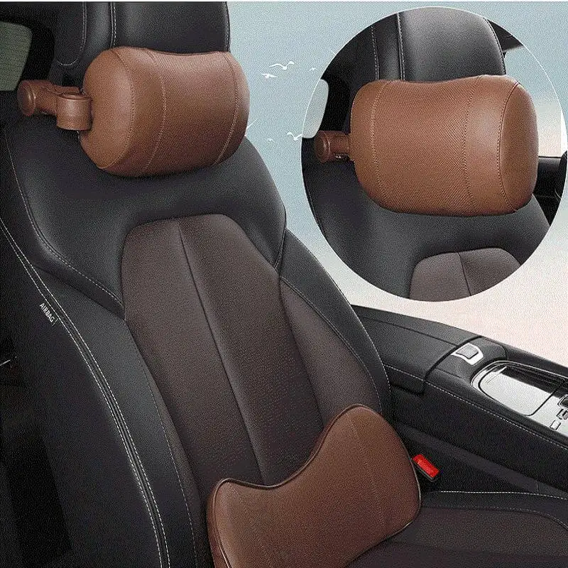 

Car Headrest Pillow Car Neck Pillows Pu Leather Pack Headrest For Head Pain Relief Filled Fiber Universal Car Pillow