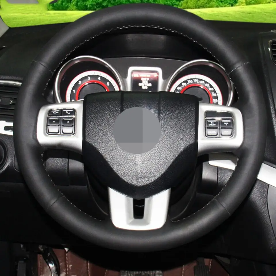 DIY черная искусственная кожа ручной сшитый автомобильный чехол на руль для Dodge большой караван путешествие Мститель Дуранго
