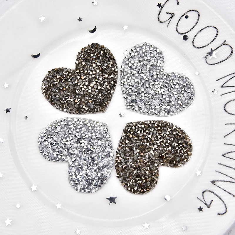25 шт./лот кристалл в форме сердца утюг на горный хрусталь мотив аппликация из