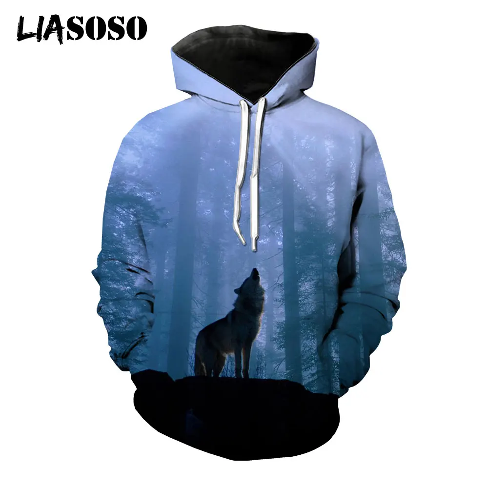 

LIASOSO 3D Print Animal Wolf Autumn Winter Hoodie Men Women Casual Pullover Sweatshirt Streetwear Long Sleeve Tops