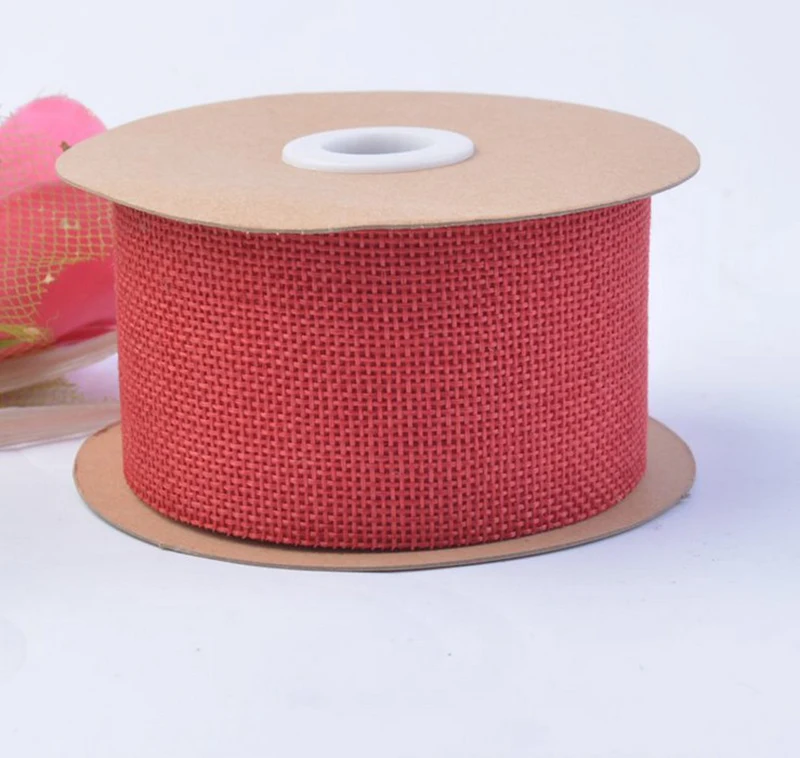 Red 10 метров/рулон ручной работы DIY ленты Рождественские украшения ткань из конопли цветной Плетеный Лен рулоны одежды Свадебные аксессуары - Цвет: Red