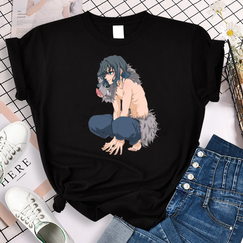 

Korean Fashion Short-Sleeve T-Shirt Bad Girl Fashion Gothic Punk Clothes Japanese Anime Kimetsu No Yaiba T Shirt for Women
