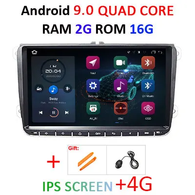DSP Android 9,0 2G16G Автомобильный gps радио для VW PASSAT B6 B7 V7 Golf 5 6 Tiguan Bora Fabia быстрая для сиденья Leon Altea Toledo без dvd-плеера - Цвет: 9.0 2G 16G IPS