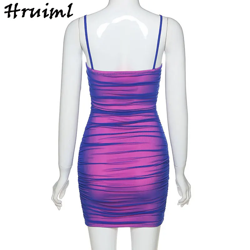 

Suspender Woman Dress Sleeveless High Waist Slim Draped Purple Dresses for Women Summer Mini Party Clubwear Sexy Bodycon Dress