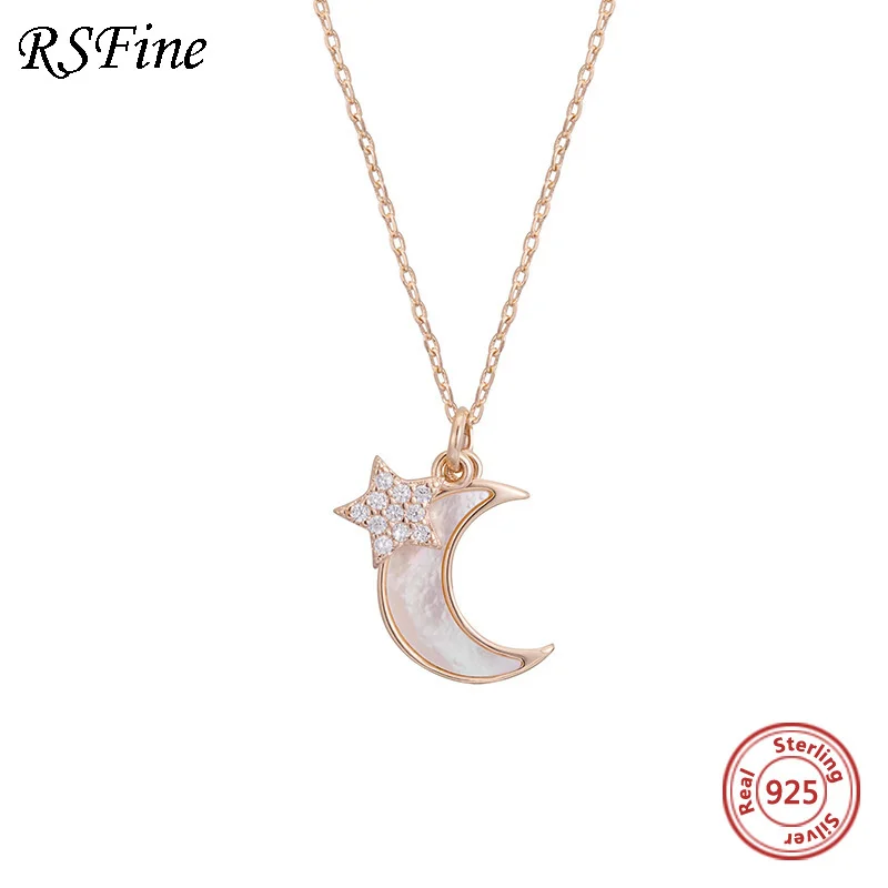 

925 Sterling Silver Moon necklace shell star choker female simple lovers For Women famous brand Singapore Chomel Fine jewelry