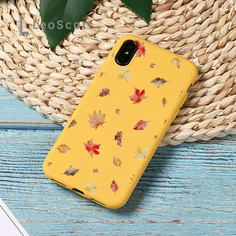 

Cute pumpkin fall leaf Phone Case Candy Color for iPhone 11 12 mini pro XS MAX 8 7 6 6S Plus X SE 2020 XR