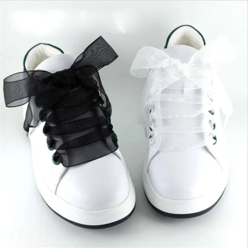 

1Pair 100cm Fashion Organza Ribbon Shoe Laces Sport Shoes Sneakers Bowknot Flat Shoelaces Canvas Bootlaces Strings