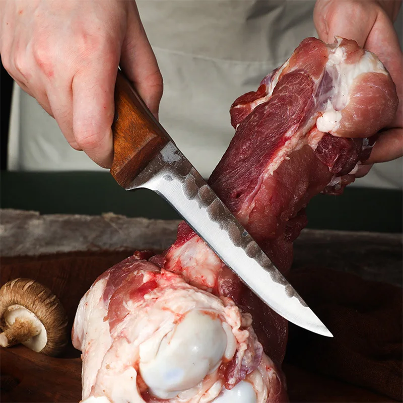 

Boning Knife Handmade Forged Butcher Kitchen Knife Meat Chopping quality Cleaver Stainless Steel Wood Knife Handle
