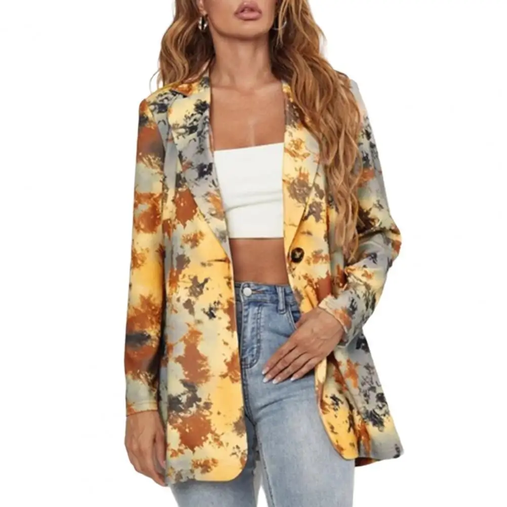

blazer femme All Match Turndown Collar Single Button Suits Coat Contrast Color Print Long Sleeve Blazer jackets for women 2021