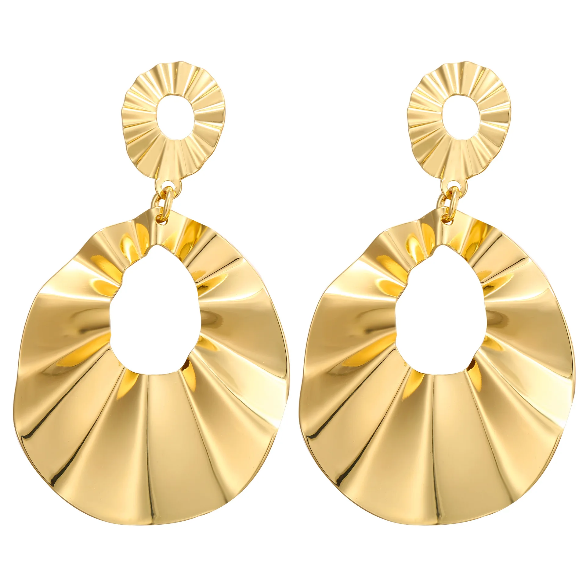 Европейские и новые полые серьги с волнистыми кругами преувеличенные для