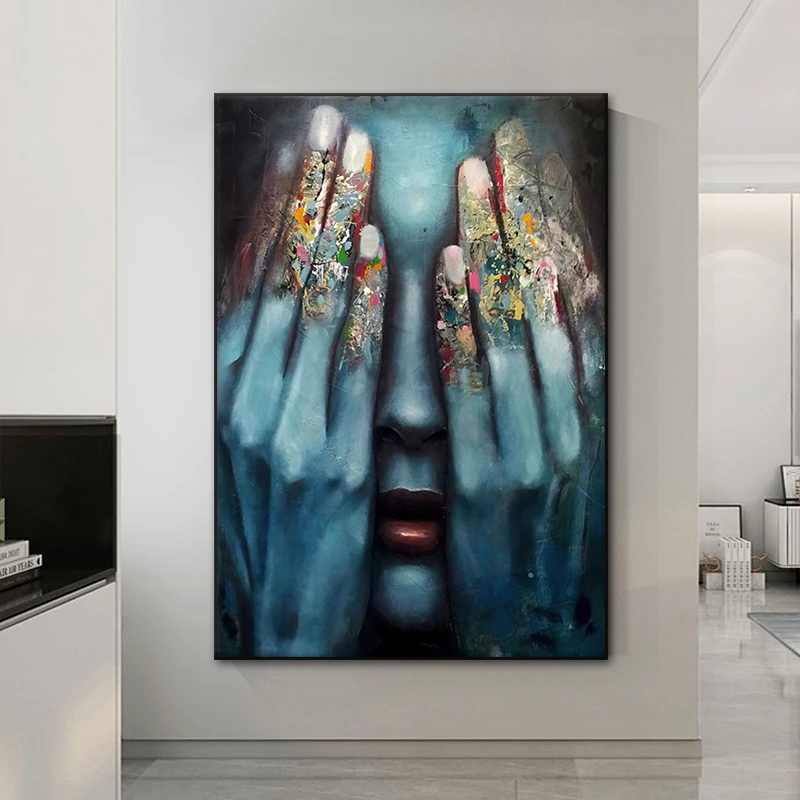

Modern Abstract Wall Art Colored Fingers Canvas Painting Home Decor Graffiti Poster Prints Pictures for Living Room Decoration