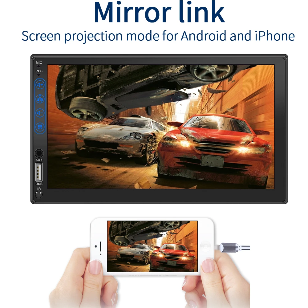 

2 Din Car Radio 7" HD Multimedia Player 2DIN Touch Screen Auto audio Car Stereo MP5 Bluetooth USB TF FM Rear View Camera