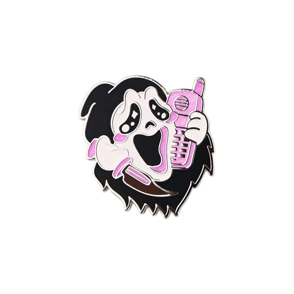 

K3233 Scream Killer Black Ghost Brooch Enamel Pin Horror Movie Gothic Badge Pin Children's Halloween Gift Jewelry