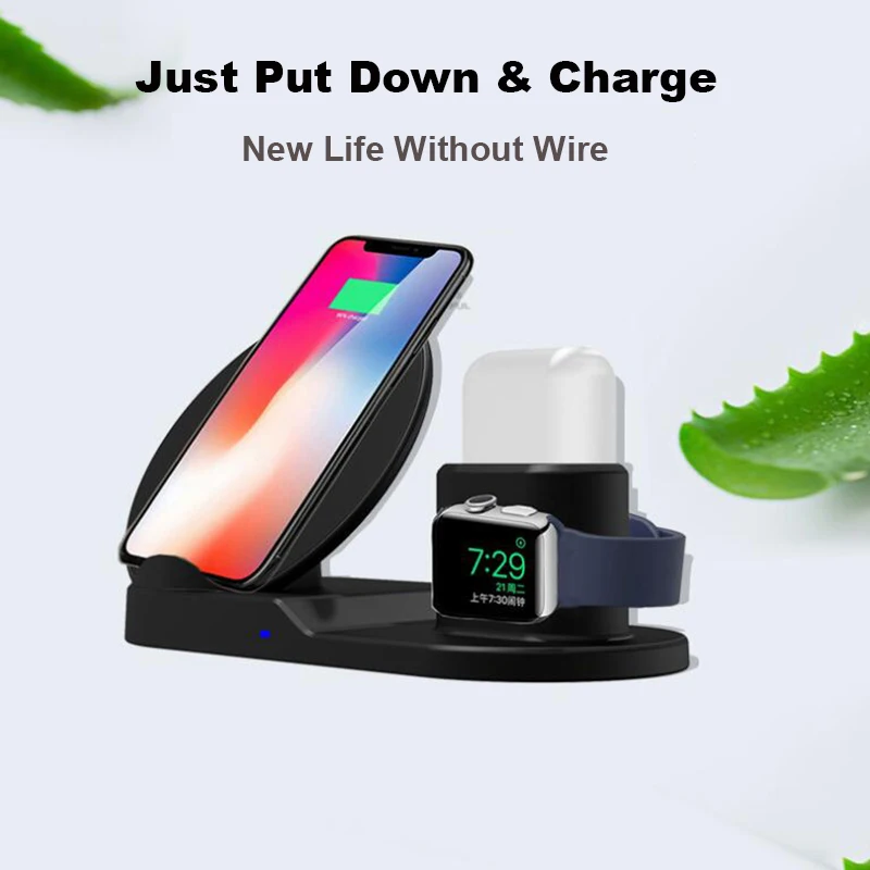 QIWirelessChargerStandforiPhoneAirpodsAppleWatchChargerDockStationChargeforiWatch1234WirelessCharging | Электроника