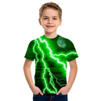 kids boys t shirt green lightning 3d tee shirt tops summer clothing toddler fashion t shirt funny cute children t shirt clothing
