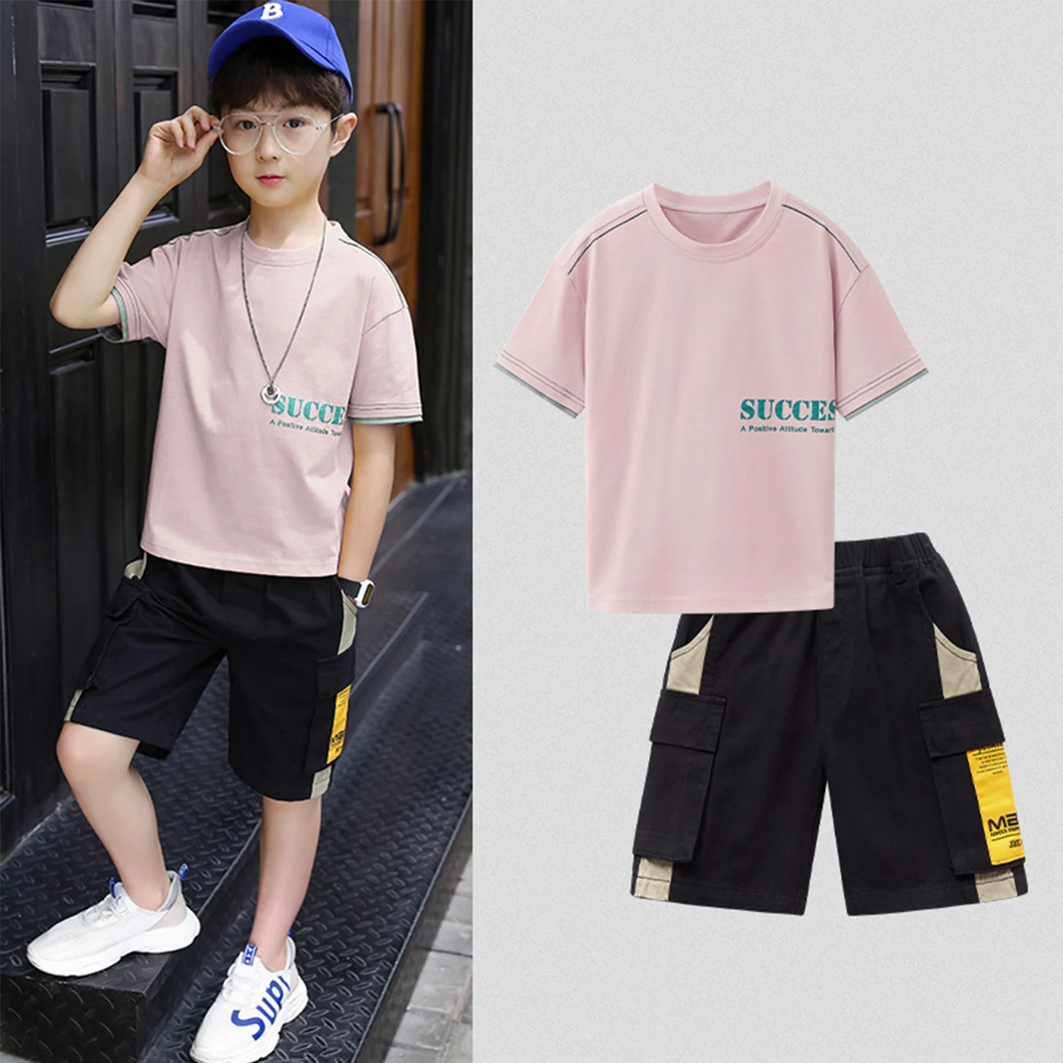 

Oyolan детская одежда 2021 летний комплект одежды для мальчиков и подростков футболка с буквами + шорты Повседневная одежда Детский спортивный костюм на 8 10 12 лет