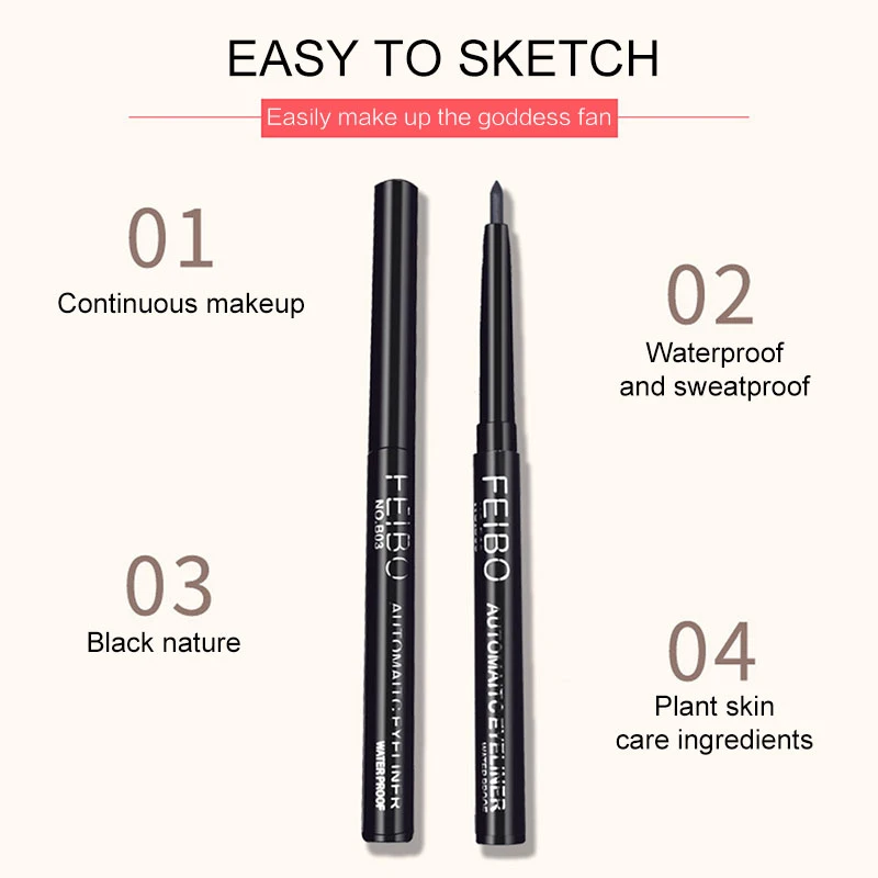 FEIBO 1 шт. долговечная Черная Автоматическая подводка для глаз водостойкая и