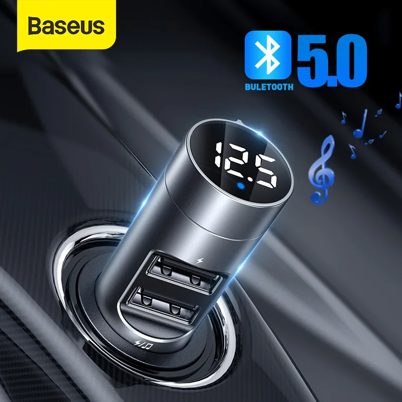 Автомобильное зарядное устройство Baseus с выходом 5V/3.1A и FM трансмиттером цвет