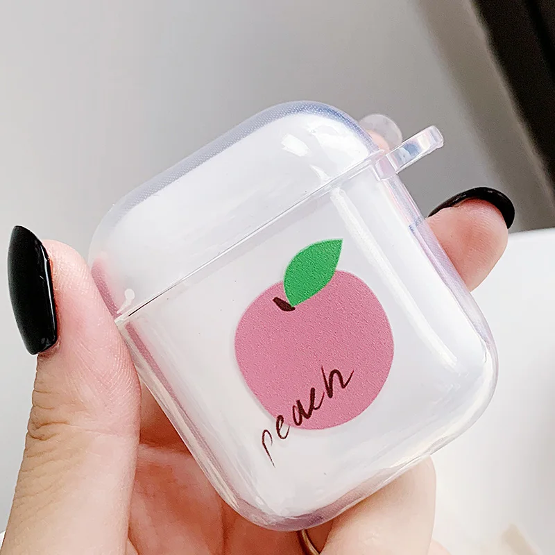 peach Сумки для Air Pods с английскими буквами Дейл чип Дональд Дейзи Мультфильм силиконовый прозрачный чехол для Airpods беспроводные наушники Bluretooth - Цвет: peach