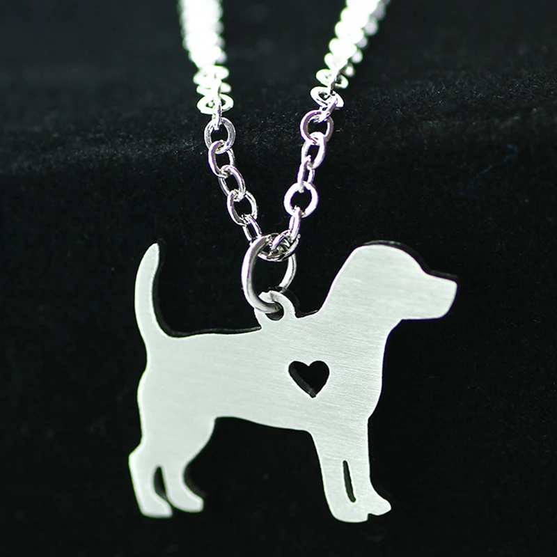 Ожерелье с подвеской в виде милого щенка собаки Бигля серебристого цвета из