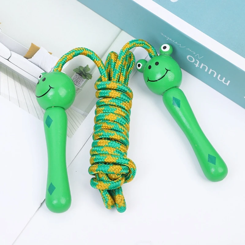 

Kids Jump Rope Adjustable Cotton Braided Skipping Rope with Wooden Handle for Boys and Girls Fitness Training Fun Toy
