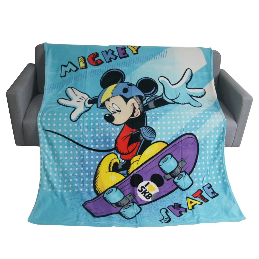 Disney Skateboard Mickey Minnie Mouse Baby Blanket Soft Bed Cover Throw on Bed Sofa Couch Children 120x150cm Kids Gift