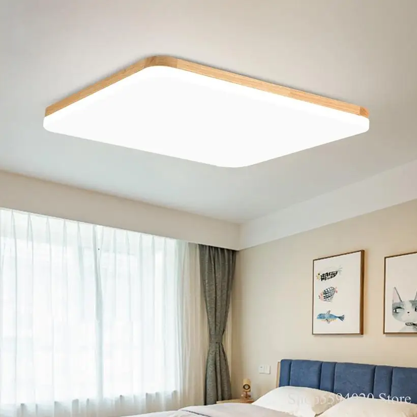 Скандинавский деревянный светодиодный потолочный светильник s Ультратонкий 5 см