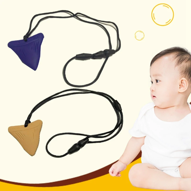 

Shark Silicone Teething Necklace Baby Chew Necklace Toys Sensory Teether Pendant BPA Free For Autistic Children Molar Stick