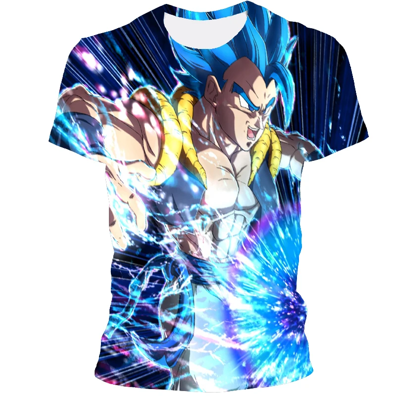 

2021 new summer dragon ball theme top fashion cartoon cartoon harajuku men's shirt men's animation 3D T-shir