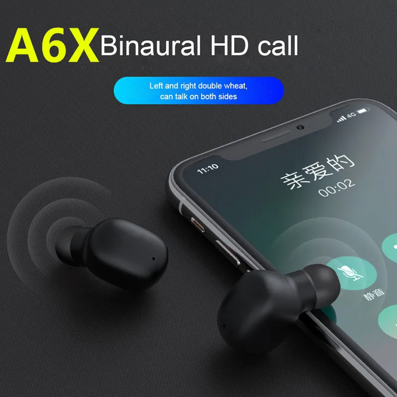 1 комплект A6X TWS Bluetooth наушники HD стерео беспроводные игровая гарнитура настоящие