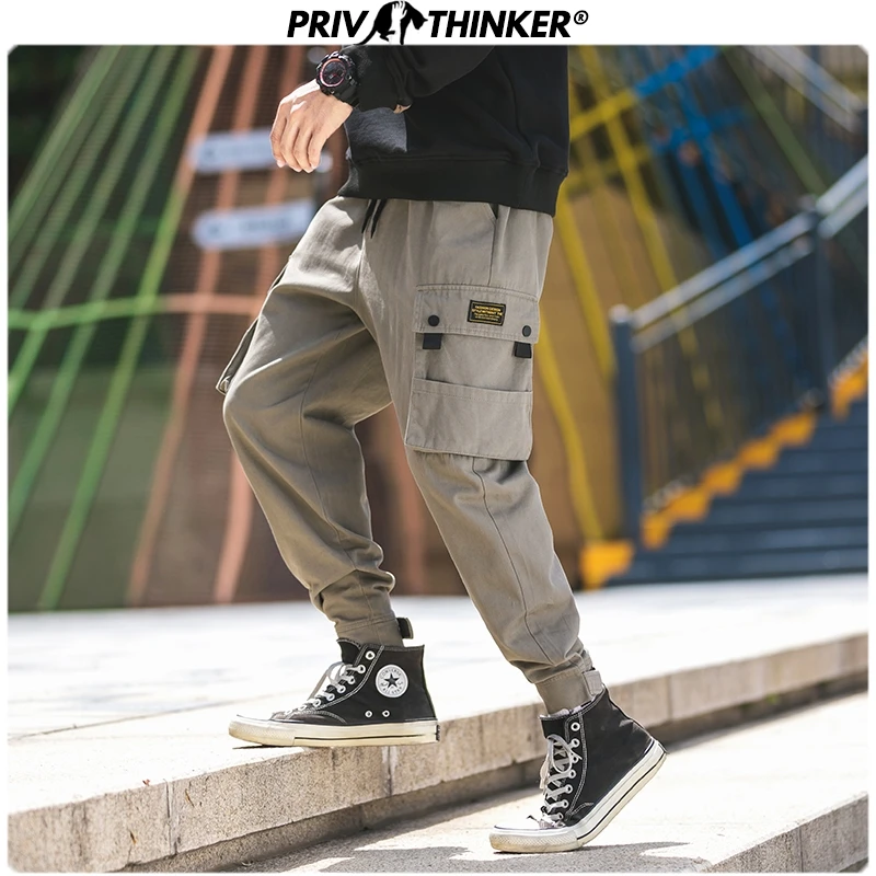 Мужские брюки карго Privathinker свободные с карманами в стиле хип хоп Корейском для