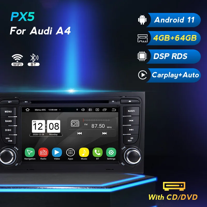 Автомагнитола 2 DIN Android 11 для Audi A4 B6 B7 S4 RS4 SEAT Exeo Автомобильная стерео