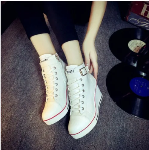 

Star Women Shoes Platform 2019 Hidden Wedge Boots Shoes For Women High Heel Top Canvas Shoes Casual Shoes Ladies All Size 35-43