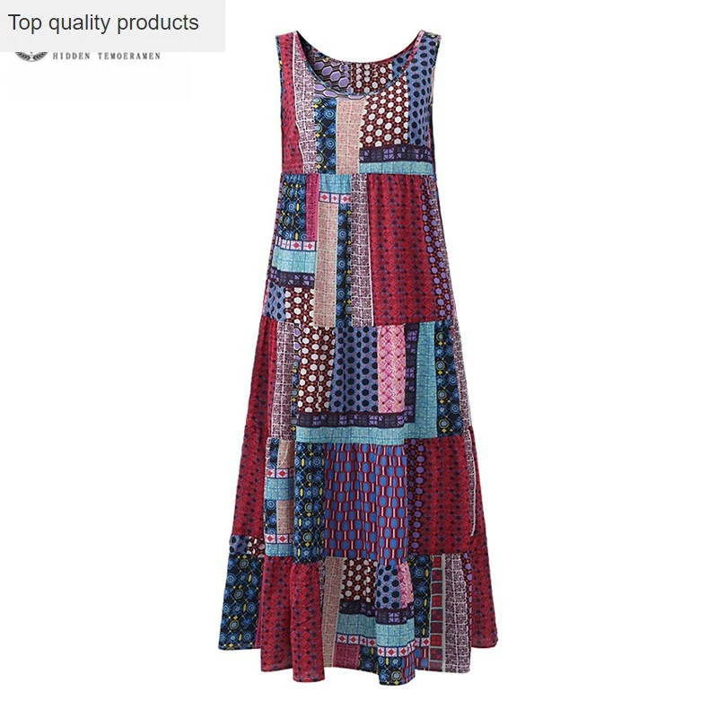 2020 новое летнее женское платье без рукавов с принтом повседневное богемное