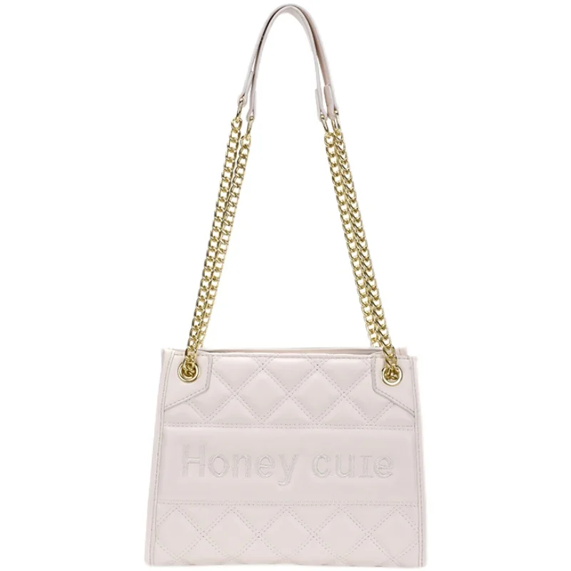 

Elegant Armpit Sling Handbags Solid Color Women PU Leather Gold Chain Shoulder Bags Simple Shoulder Messenger Bags For Women