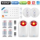 KERUI W181 GSM Tuya WIFI работа для домашней безопасности охранная умная система охранной сигнализации Детектор движения датчик дыма двери окна