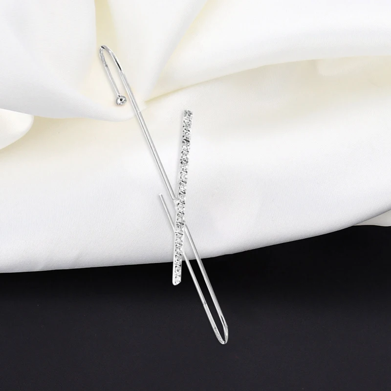 

1Pcs Ear Wrap Crawler Hook Earring Crystal Stud Earrings For Woman Lightning Zirconia Climber Earrings Wedding Jewelry