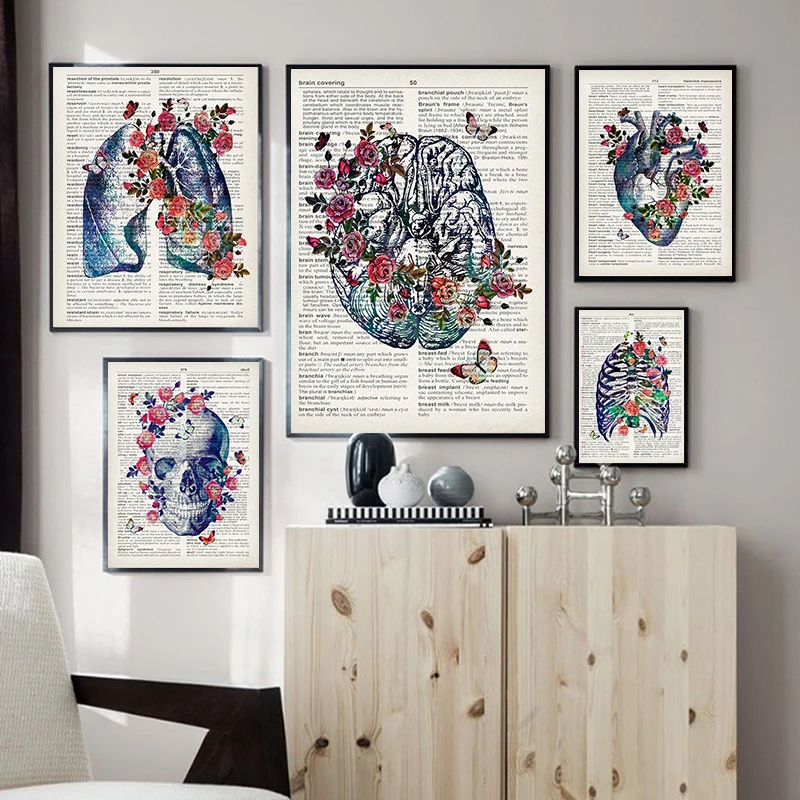 

Абстрактная Картина на холсте с изображением человеческих органов, скандинавские художественные постеры и принты, настенные картины для г...