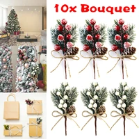 festive party supplies 10pcs christmas artificial pine branch berry holly flower bouquet pick xmas decor ornament hot