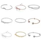 Женские браслеты из серебра 925 пробы, браслеты золотого цвета, бант из розового золота с листьями, ювелирные изделия для женщин