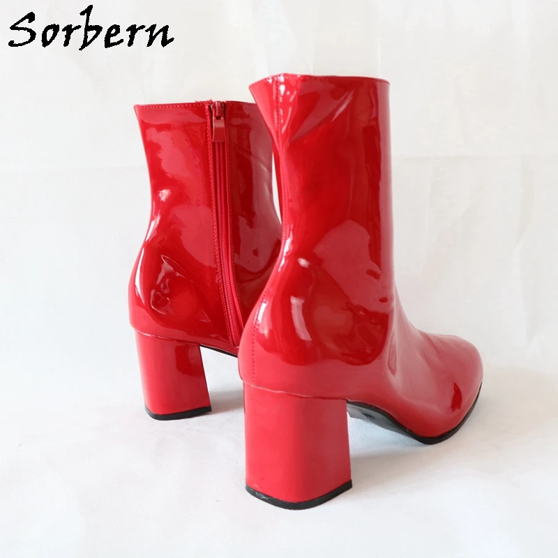 Женские блестящие ботинки на квадратном каблуке с молнией сбоку|Женские