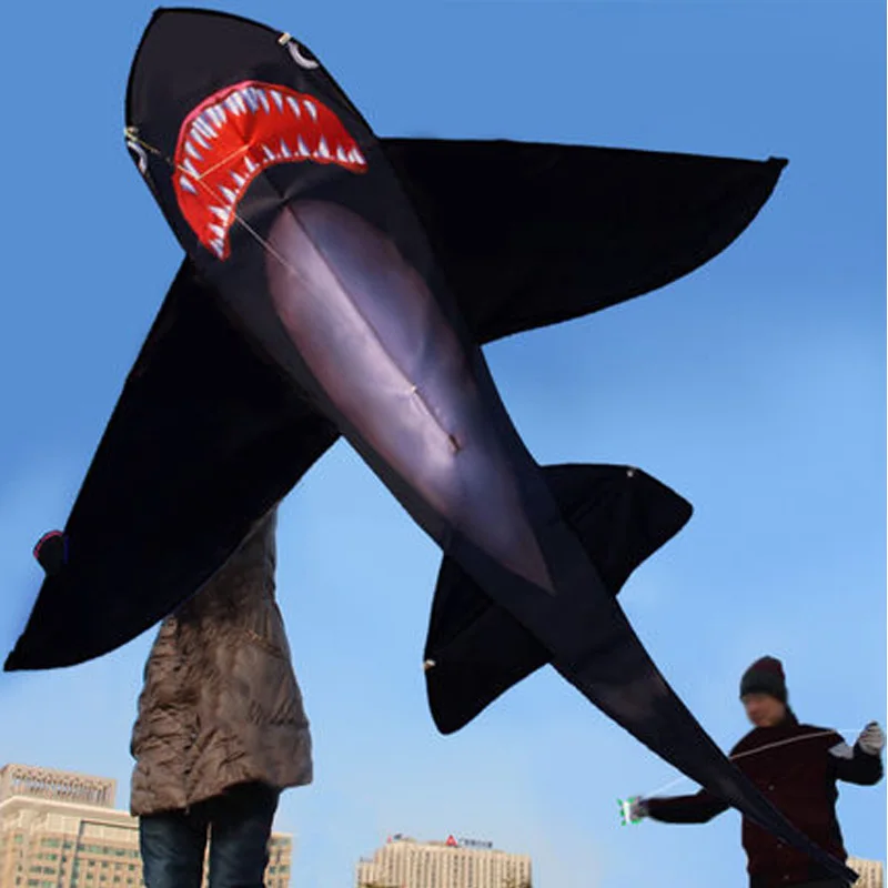 Large Shark LED Kite Animal Fish Kites Flying for Adults Children Outdoor Toys Beach Park Playing With Handle And Line
