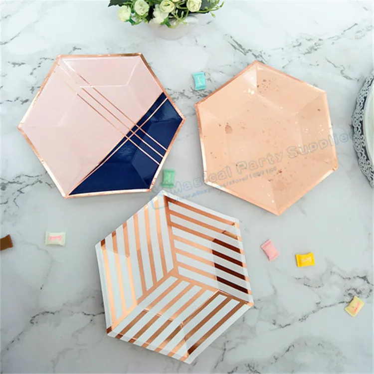 32 шт. шестигранная фотофольга из розового золота 7 дюймов|trays for cakes|trays goldtray decorative |