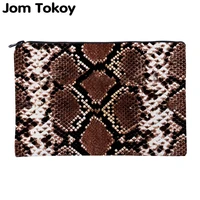 new square cosmetic bag with snakeskin print pattern multifunctional storage wash travel